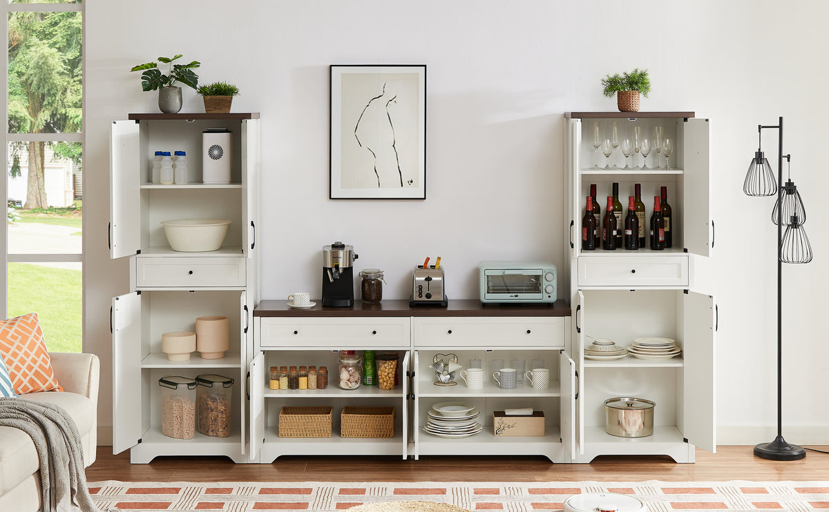 Nøordka Light TV Stand Default 66" White Multifunctional TV Cabinet Combination Wall Unit for TVs up to 70"