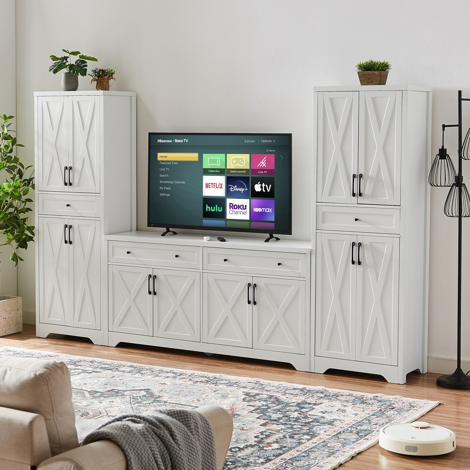 Nøordka Light TV Stand Default 66" White Multifunctional TV Stand & Cabinet Combination Wall Unit