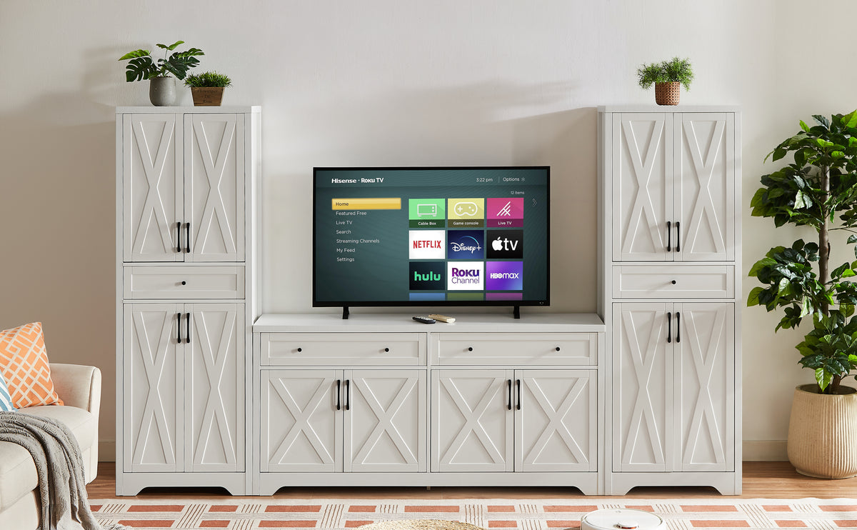Nøordka Light TV Stand Default 66" White Multifunctional TV Stand &amp; Cabinet Combination Wall Unit
