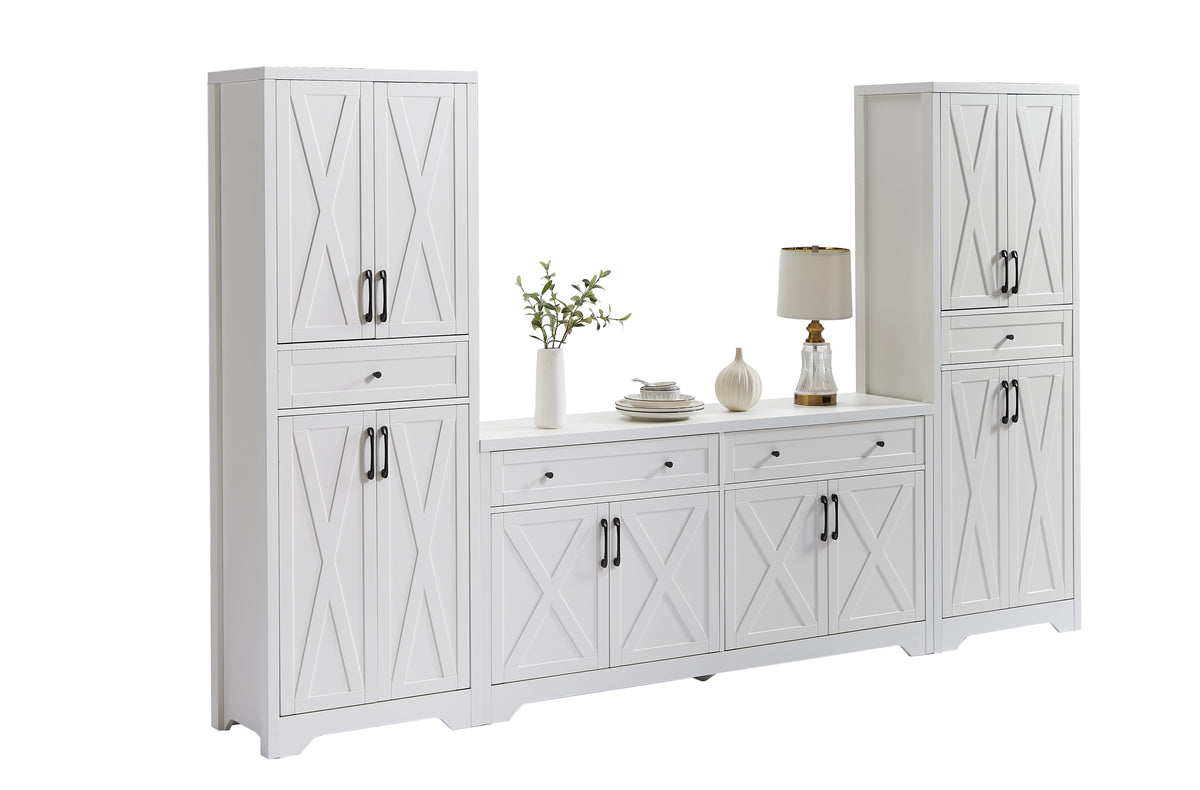 Nøordka Light TV Stand Default 66" White Multifunctional TV Stand &amp; Cabinet Combination Wall Unit