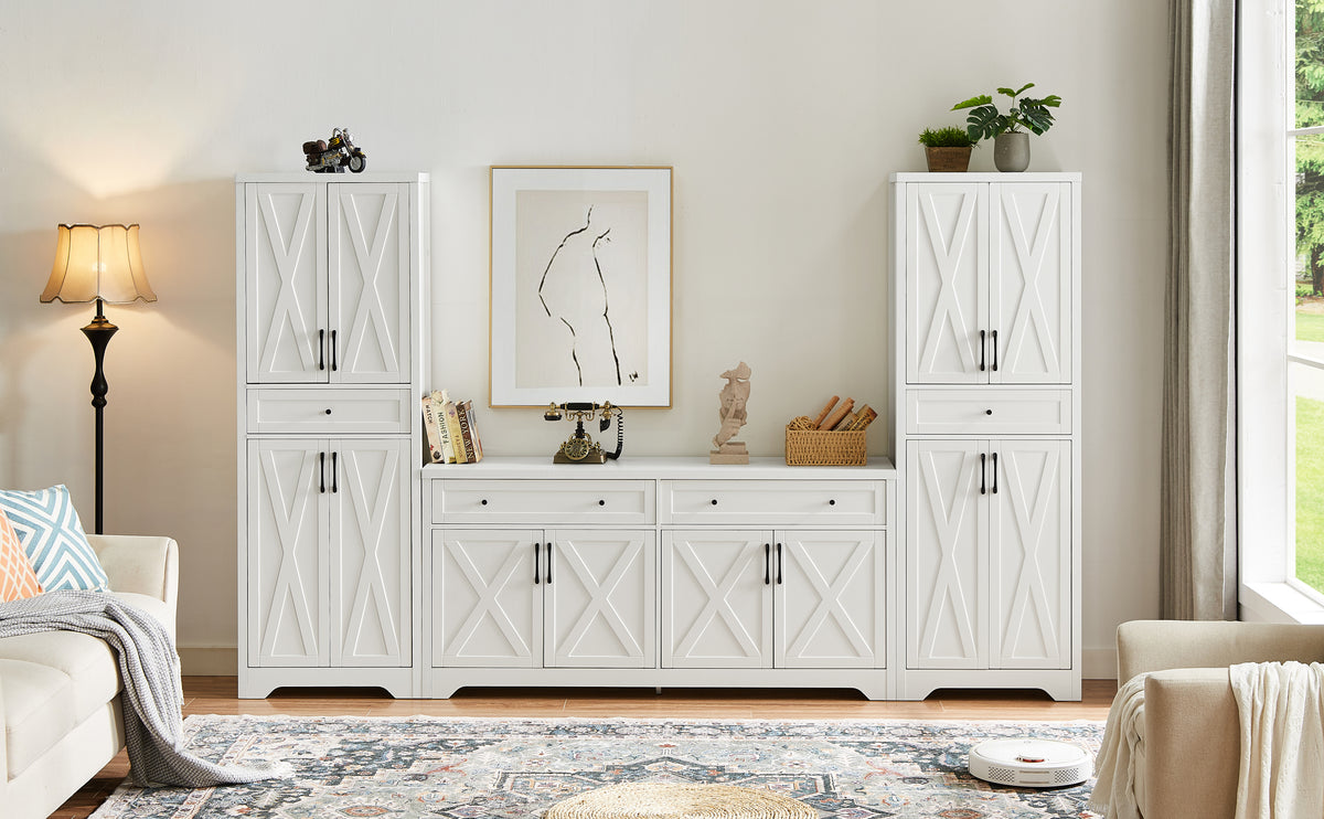 Nøordka Light TV Stand Default 66" White Multifunctional TV Stand &amp; Cabinet Combination Wall Unit