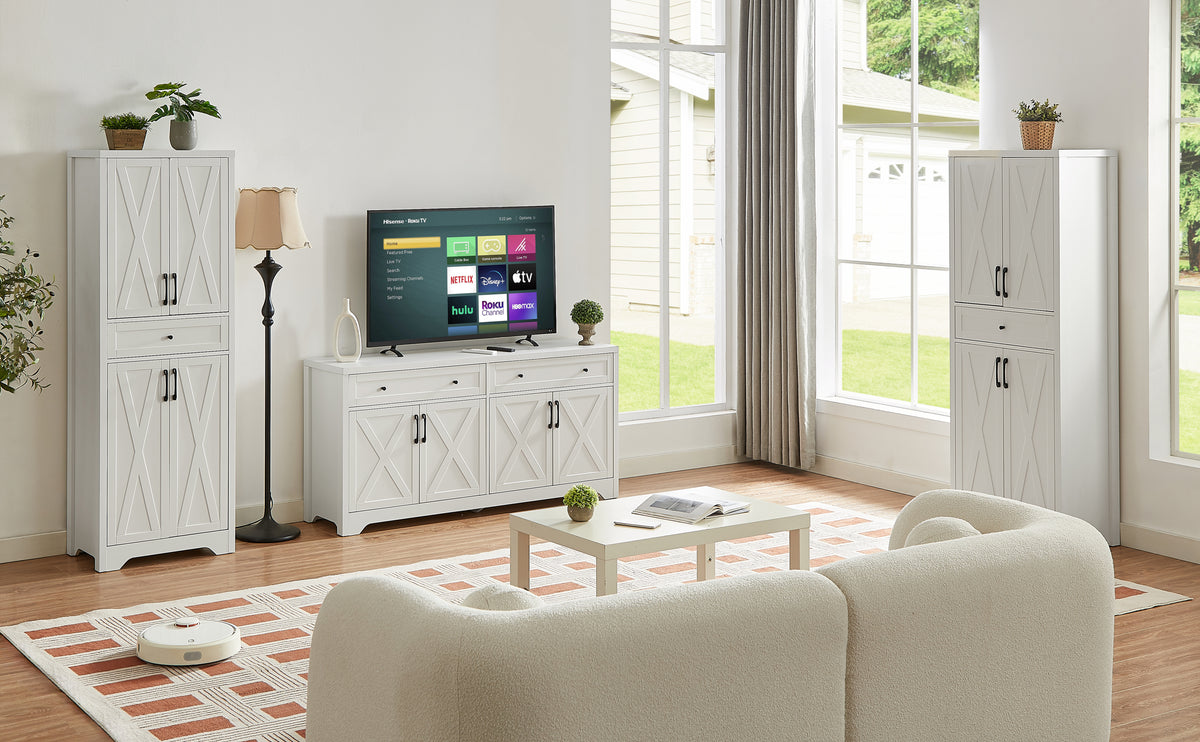 Nøordka Light TV Stand Default 66" White Multifunctional TV Stand &amp; Cabinet Combination Wall Unit