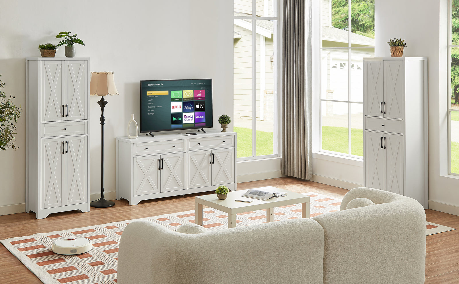 Nøordka Light TV Stand Default 66" White Multifunctional TV Stand & Cabinet Combination Wall Unit
