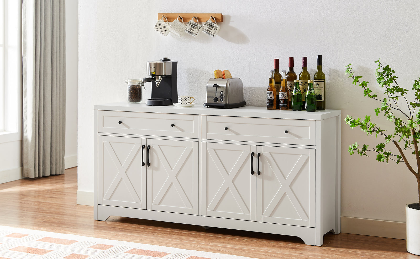 Nøordka Light TV Stand Default 66" White Multifunctional TV Stand & Cabinet Combination Wall Unit