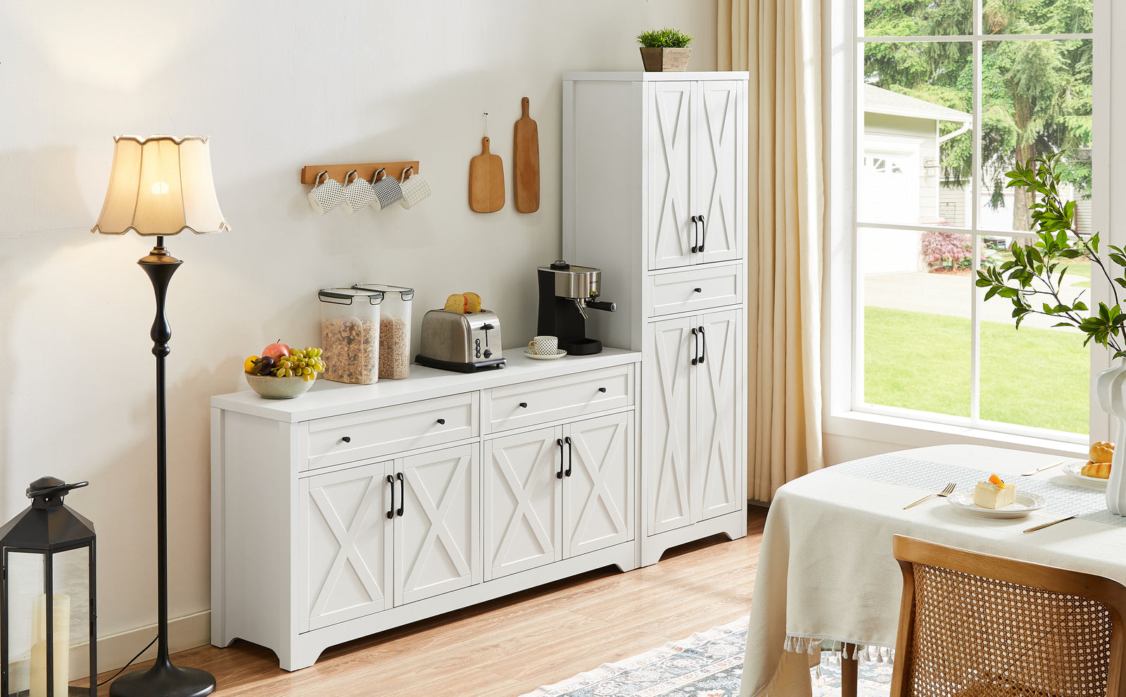 Nøordka Light TV Stand Default 66" White Multifunctional TV Stand & Cabinet Combination Wall Unit