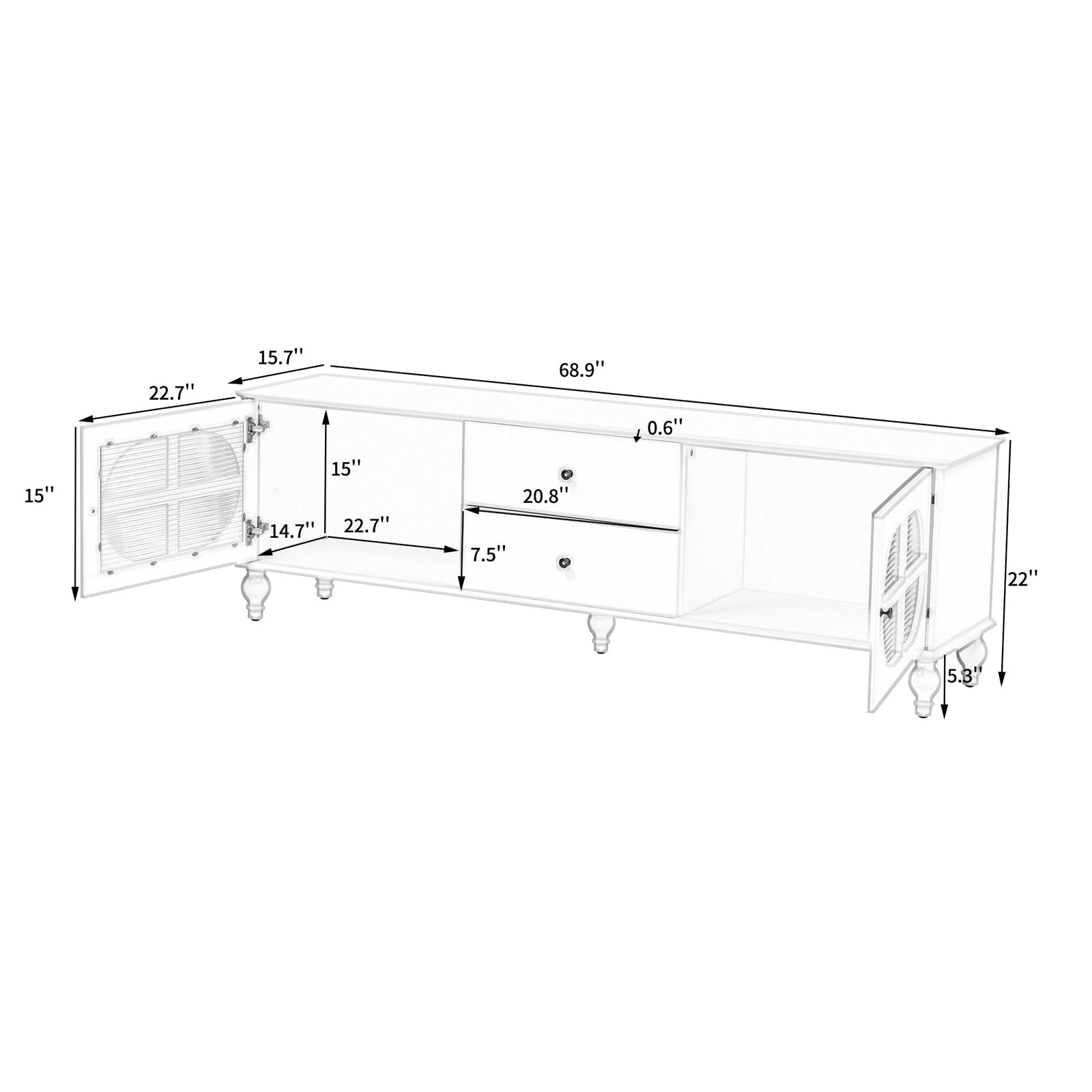 Nøordka Light TV Stand Default 70" Black Mid Century Modern TV Stand for TVs up to 75" with Fluted Glass