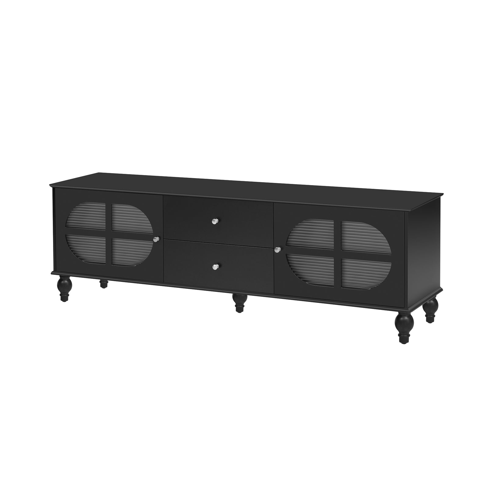 Nøordka Light TV Stand Default 70" Black Mid Century Modern TV Stand for TVs up to 75" with Fluted Glass