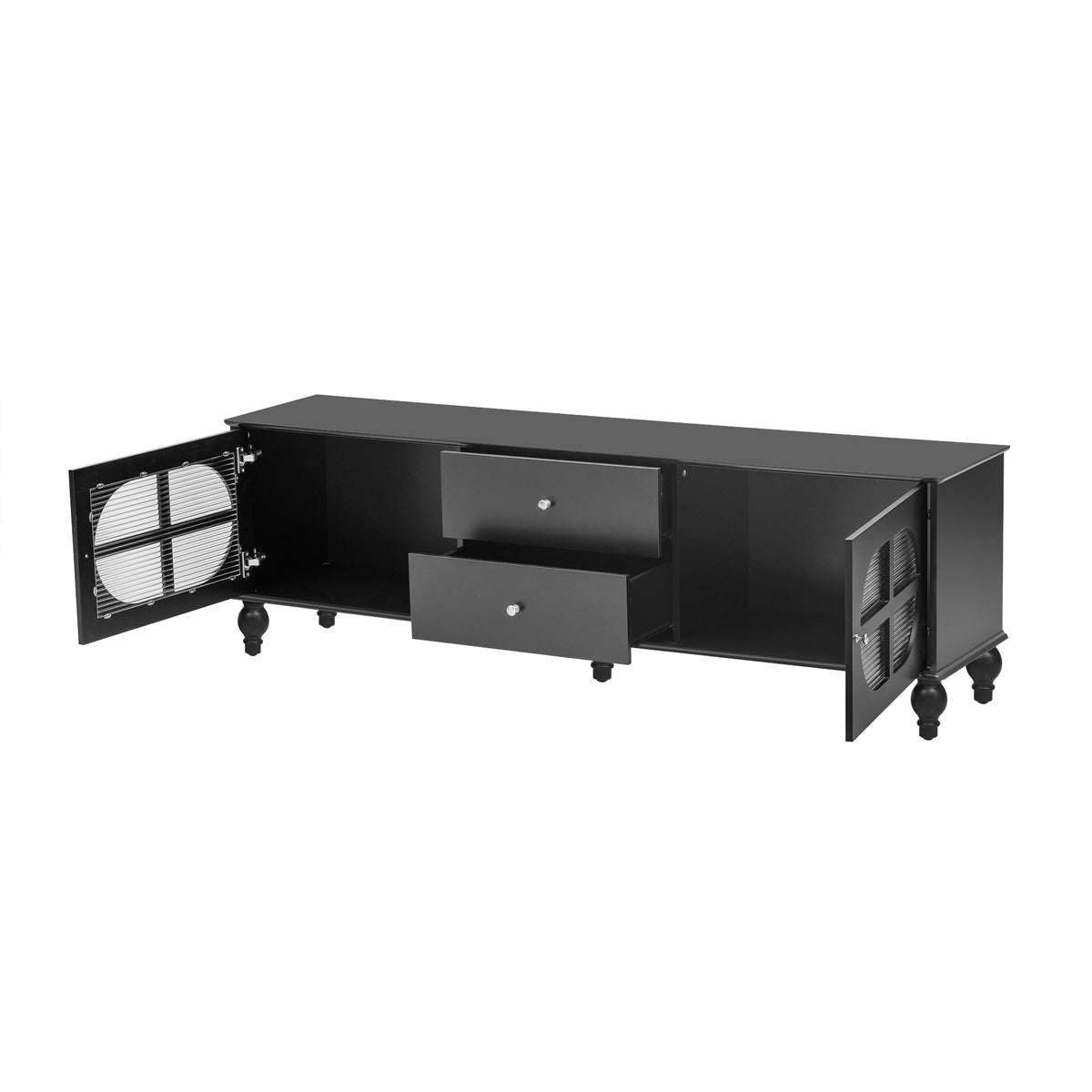 Nøordka Light TV Stand Default 70" Black Mid Century Modern TV Stand for TVs up to 75" with Fluted Glass