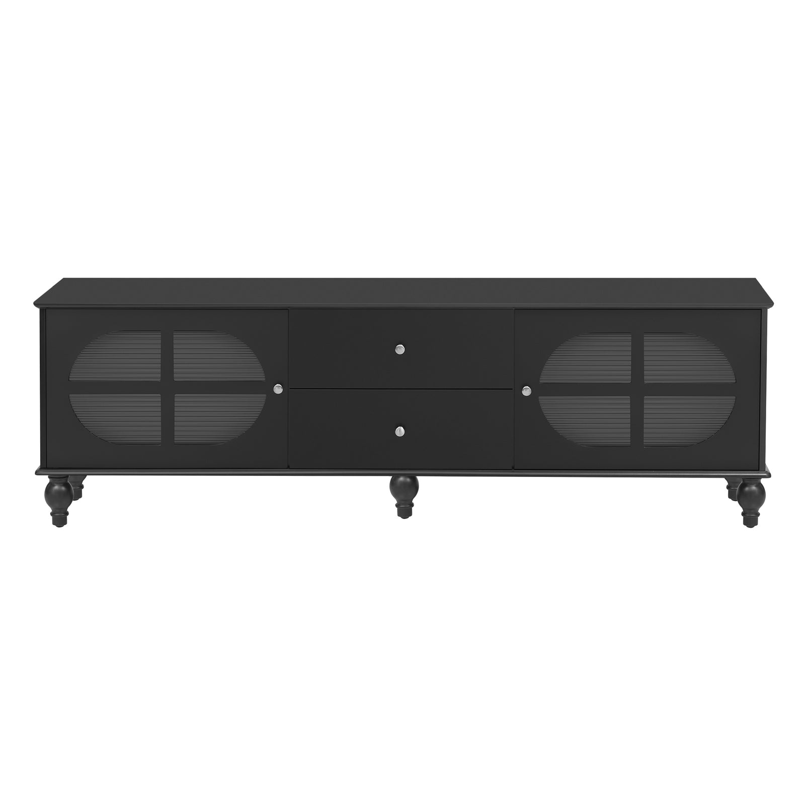 Nøordka Light TV Stand Default 70" Black Mid Century Modern TV Stand for TVs up to 75" with Fluted Glass
