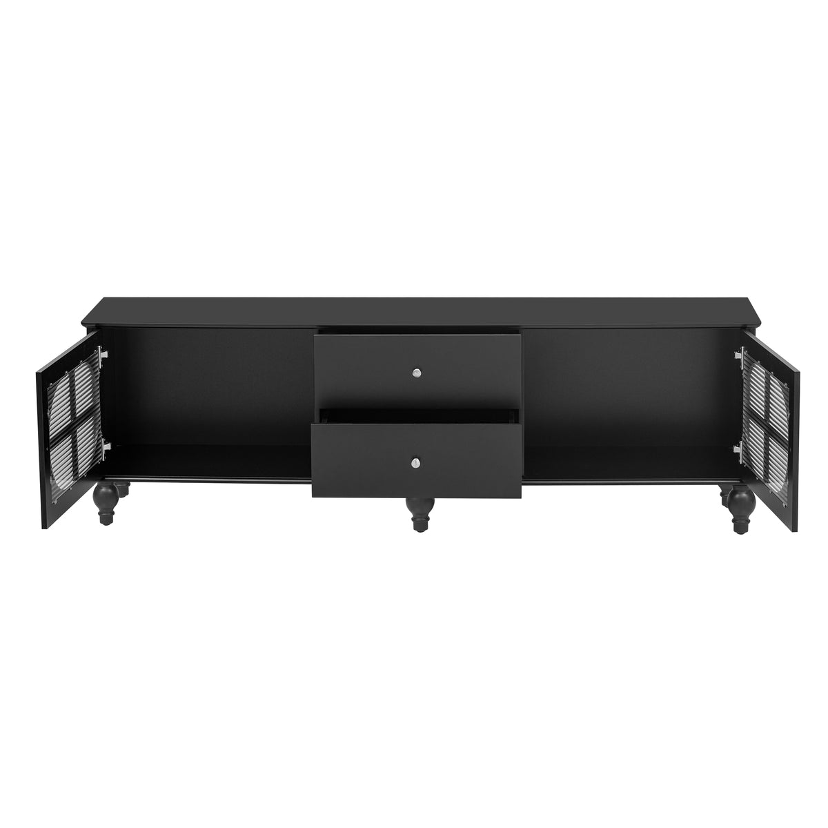 Nøordka Light TV Stand Default 70" Black Mid Century Modern TV Stand for TVs up to 75" with Fluted Glass