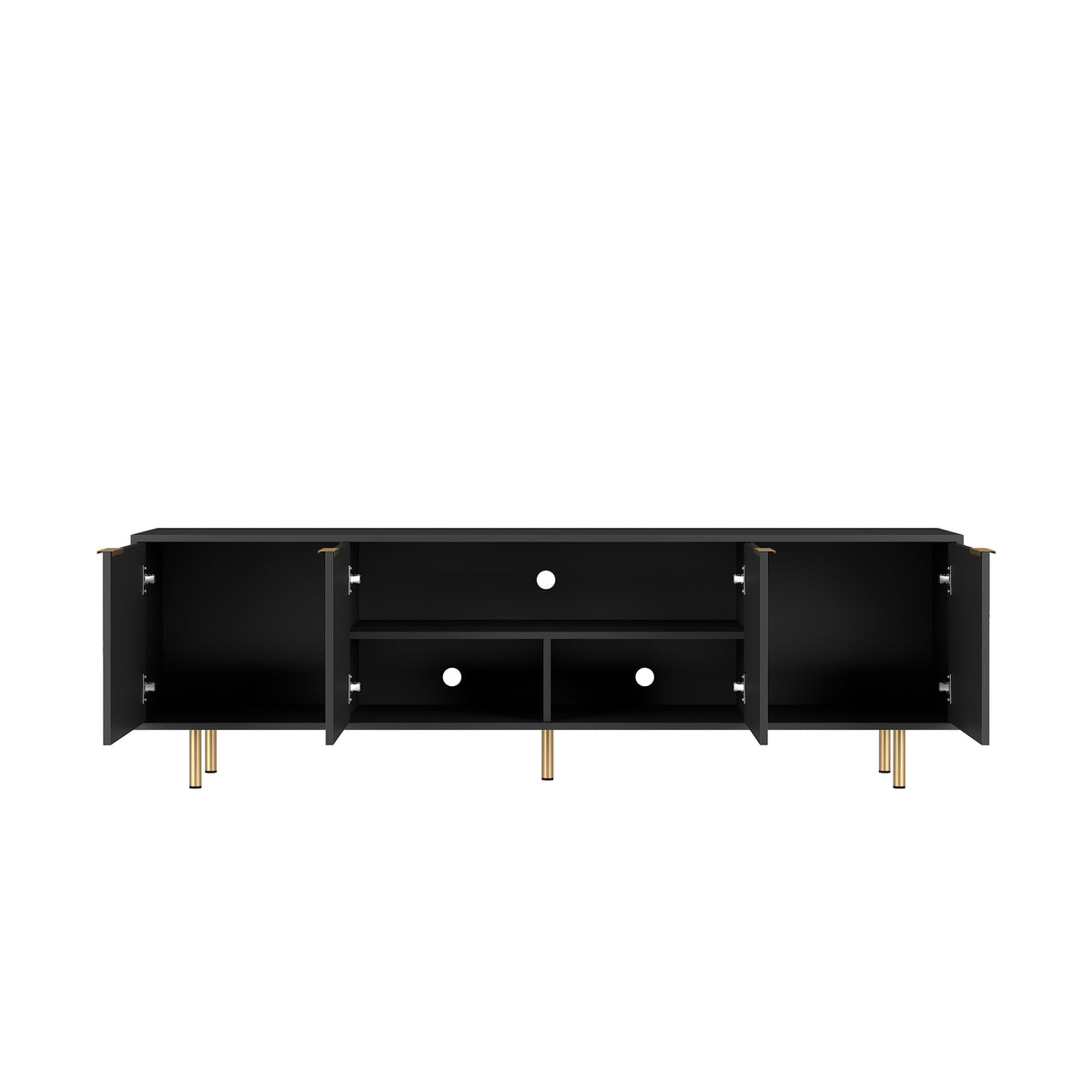 Nøordka Light TV Stand Default 70" Black Mid Century Modern TV Stand with Fluted &amp; Gold Accents for TVs up to 70"