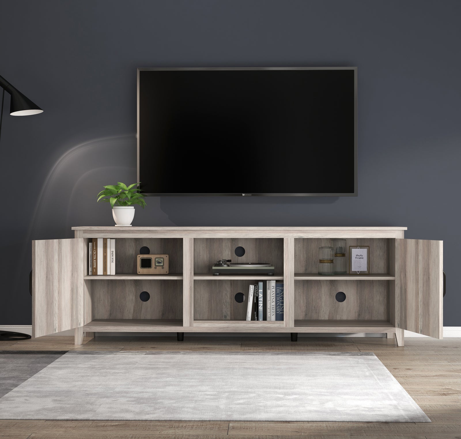 Nøordka Light TV Stand Default 70" Gray Walnut TV Stand & Entertainment Center for TVs up to 60"