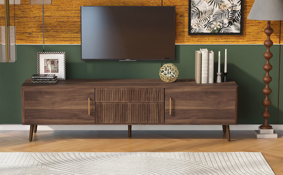 Nøordka Light TV Stand Default 70" Solid Wood Walnut Mid Century Modern TV Stand for TVs up to 80"