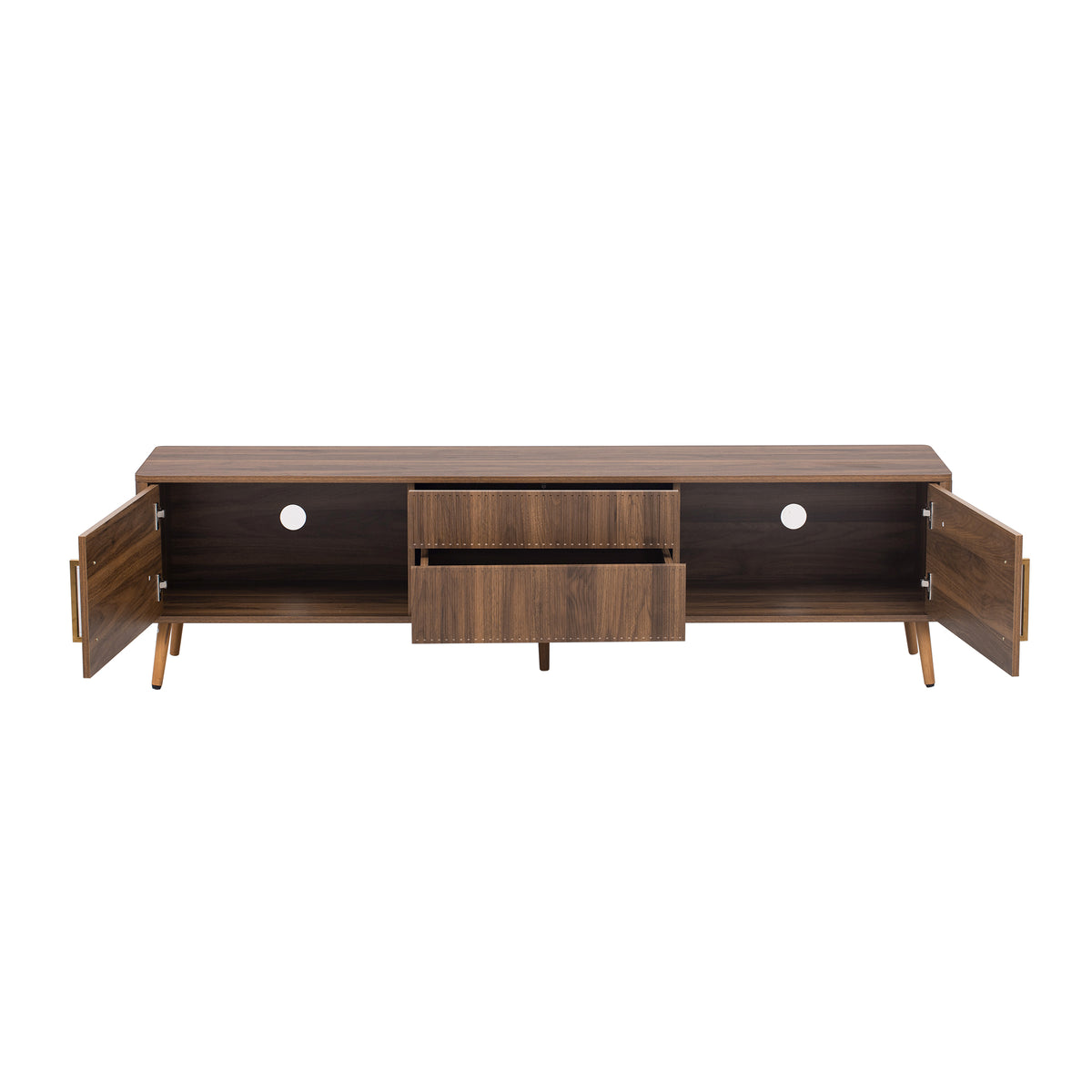 Nøordka Light TV Stand Default 70" Solid Wood Walnut Mid Century Modern TV Stand for TVs up to 80"