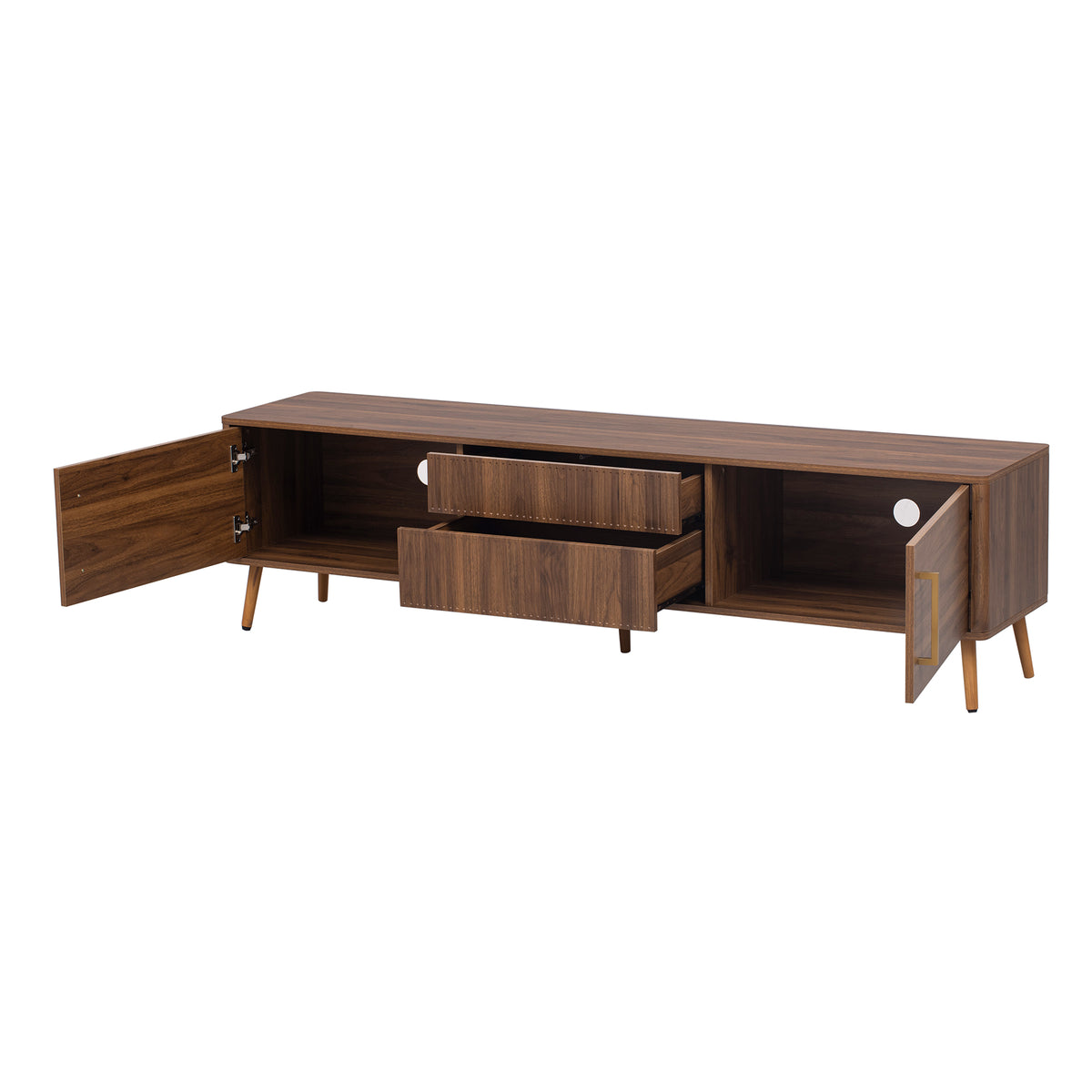 Nøordka Light TV Stand Default 70" Solid Wood Walnut Mid Century Modern TV Stand for TVs up to 80"