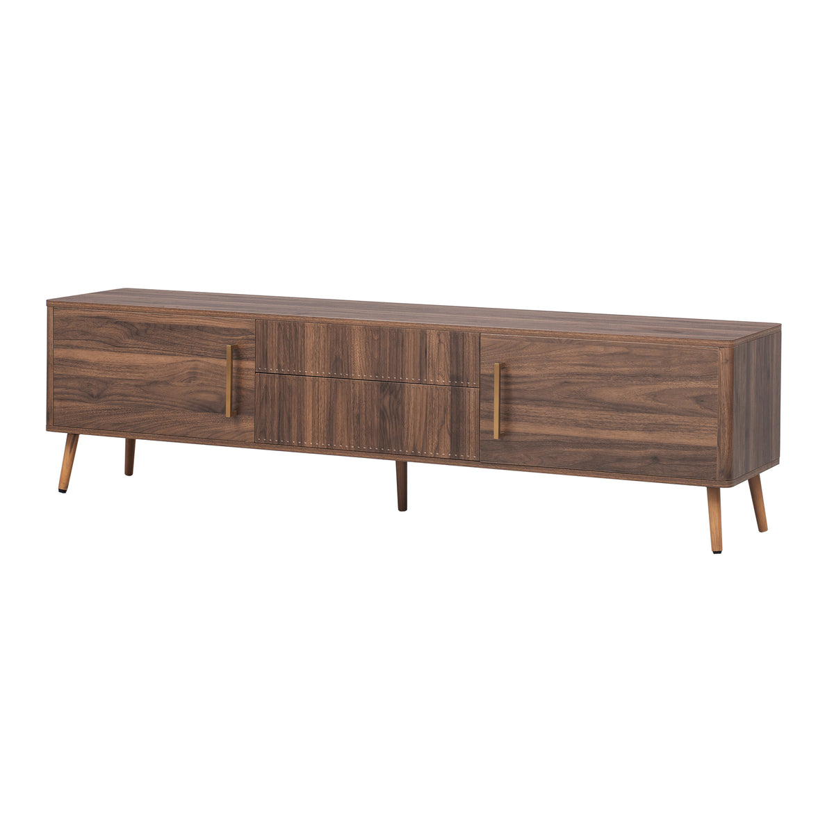 Nøordka Light TV Stand Default 70" Solid Wood Walnut Mid Century Modern TV Stand for TVs up to 80"