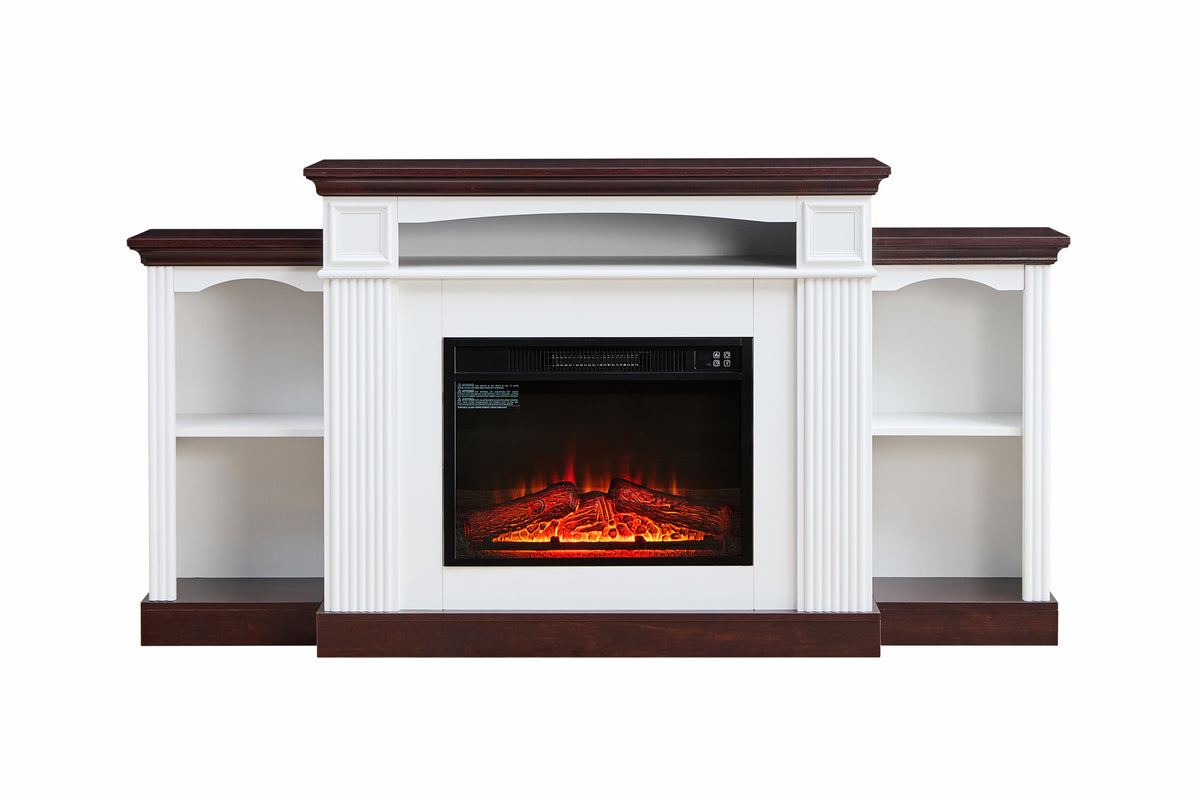 Nøordka Light TV Stand Default 70" White Cherry Electric Fireplace TV Stand for 70" TVs with 23" Mantel &amp; Remote Control