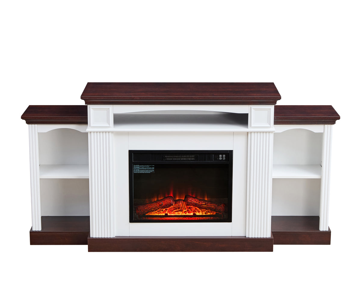 Nøordka Light TV Stand Default 70" White Cherry Electric Fireplace TV Stand for 70" TVs with 23" Mantel &amp; Remote Control