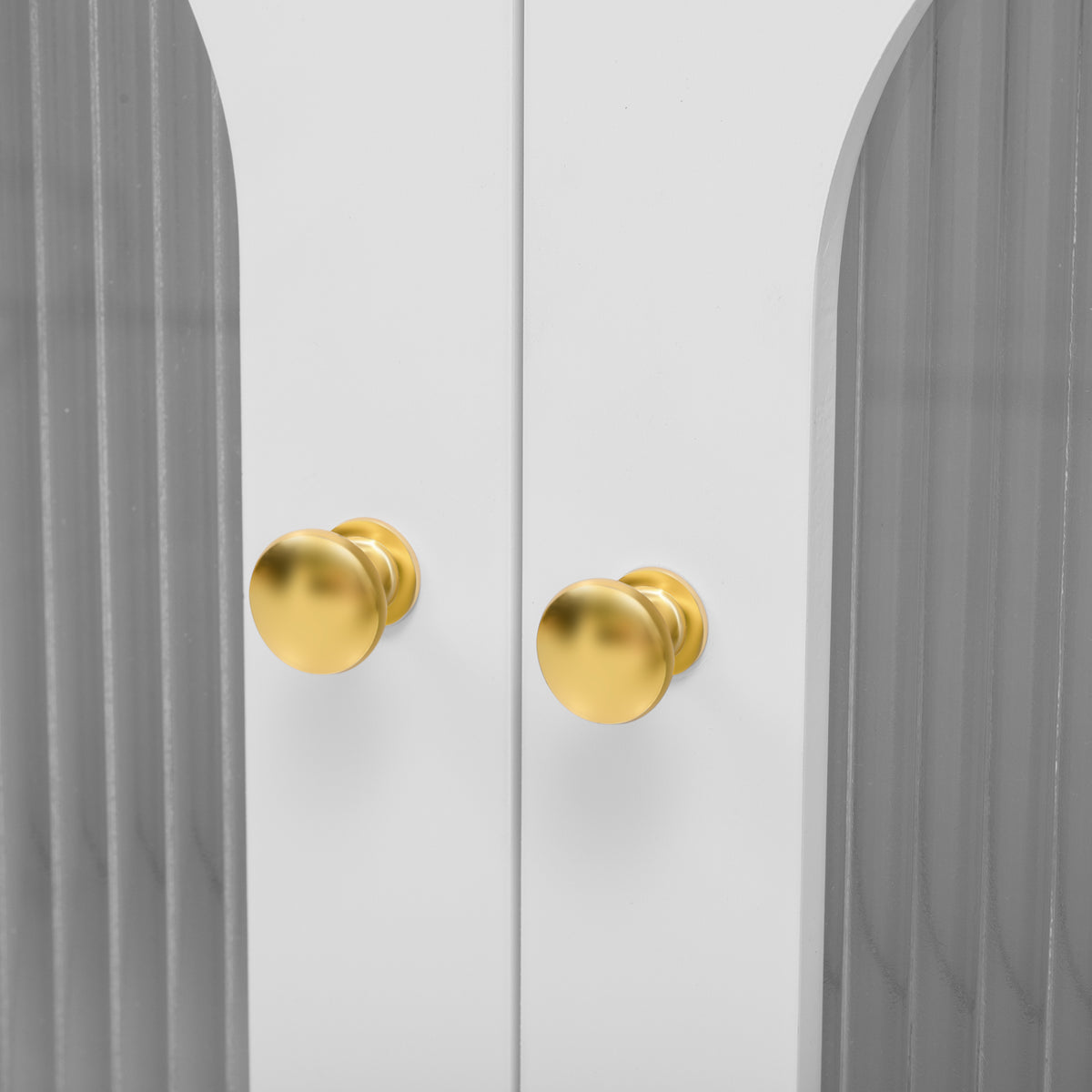 Nøordka Light TV Stand Default 70" White Retro TV Stand for TVs Up to 75" with Fluted Glass Doors &amp; Solid Wood Legs