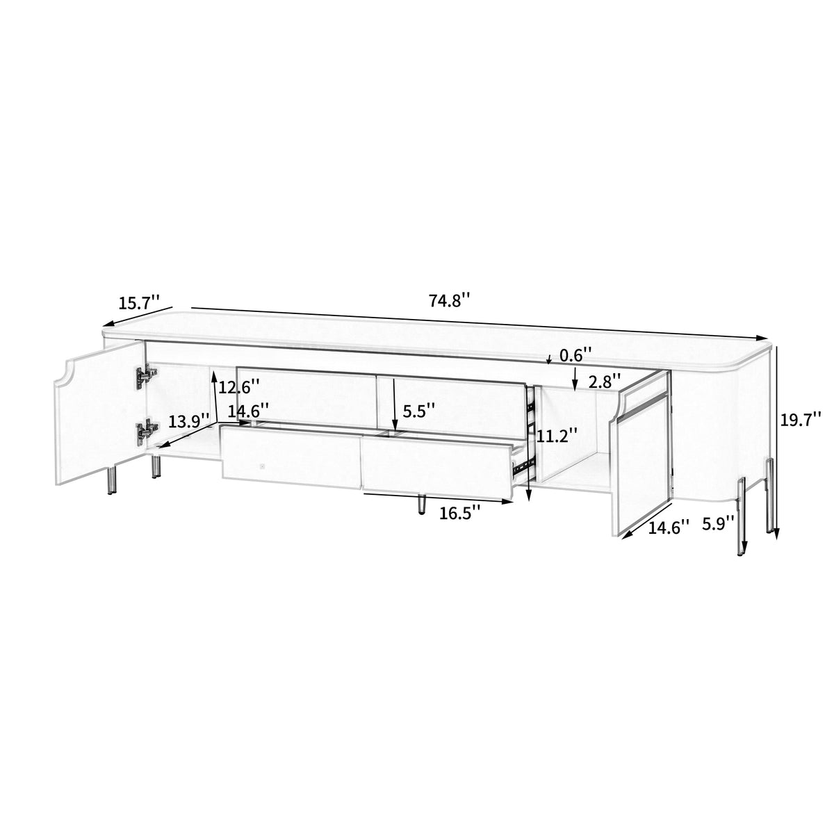 Nøordka Light TV Stand Default 75" Black TV Stand for TVs up to 80"
