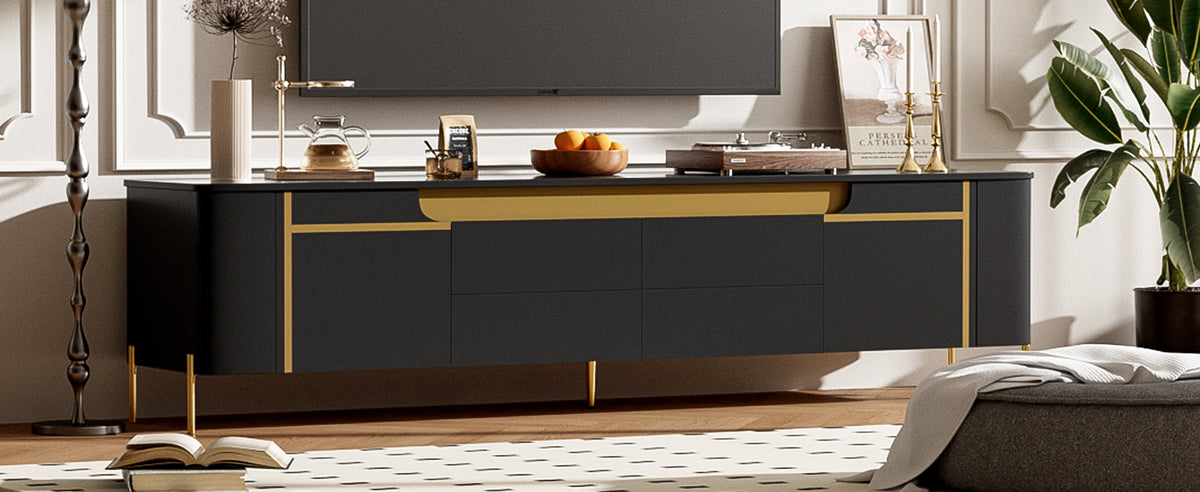 Nøordka Light TV Stand Default 75" Black TV Stand for TVs up to 80"