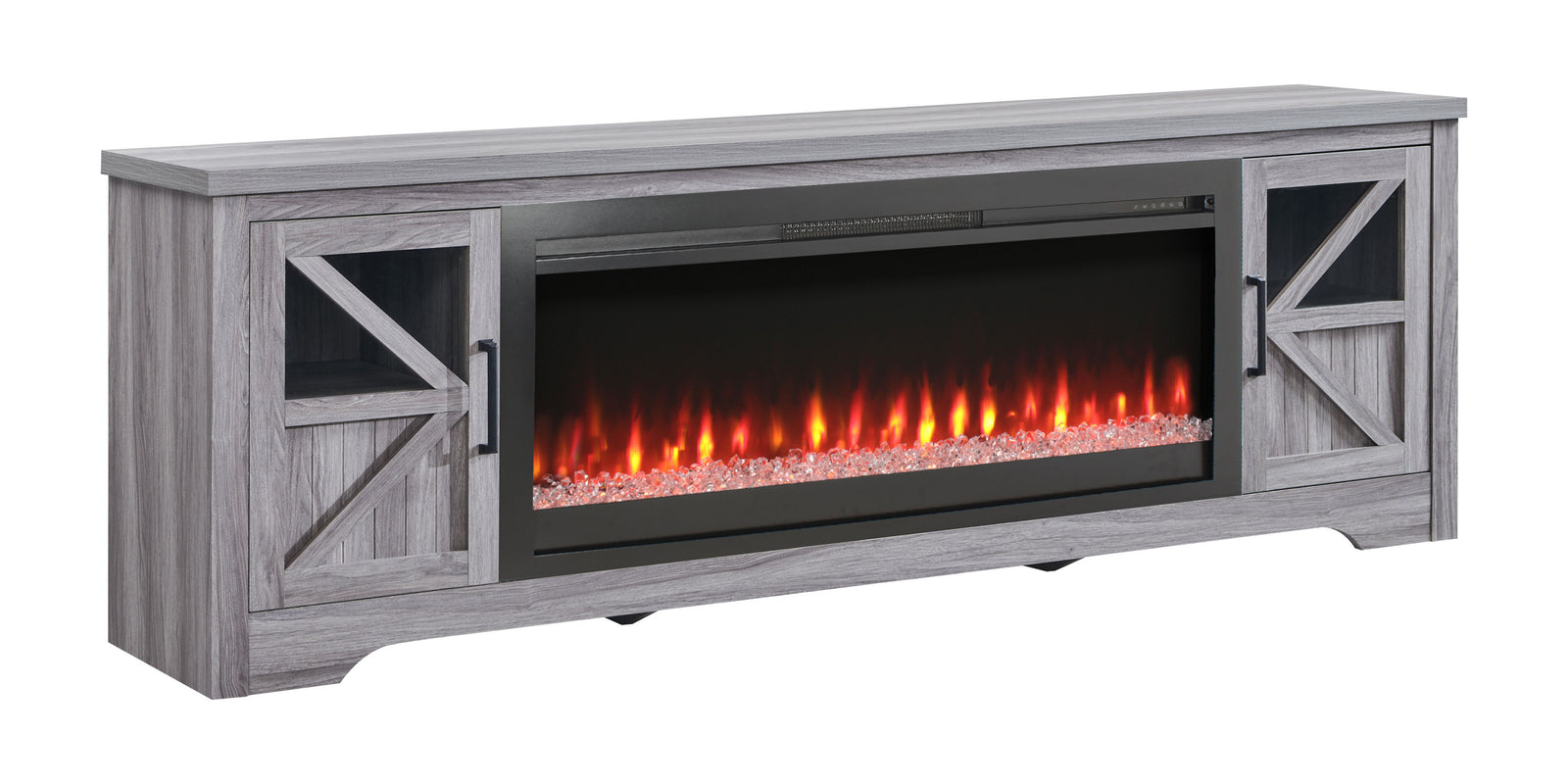 Nøordka Light TV Stand Default 75" Gray Fireplace TV Stand for TVs Up to 80" with 44" Integrated Electric Fireplace