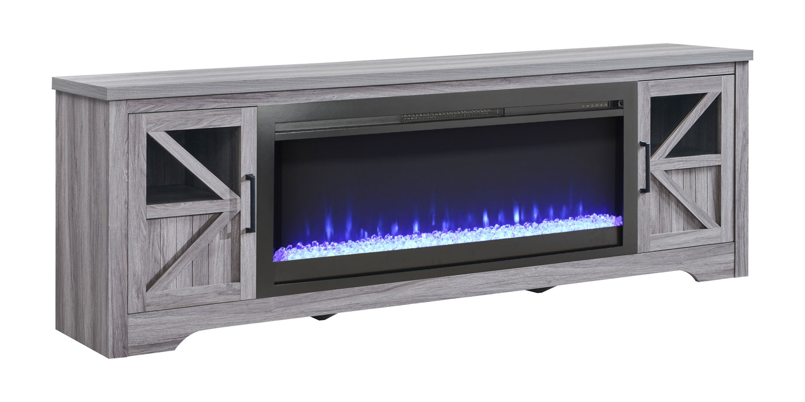 Nøordka Light TV Stand Default 75" Gray Fireplace TV Stand for TVs Up to 80" with 44" Integrated Electric Fireplace