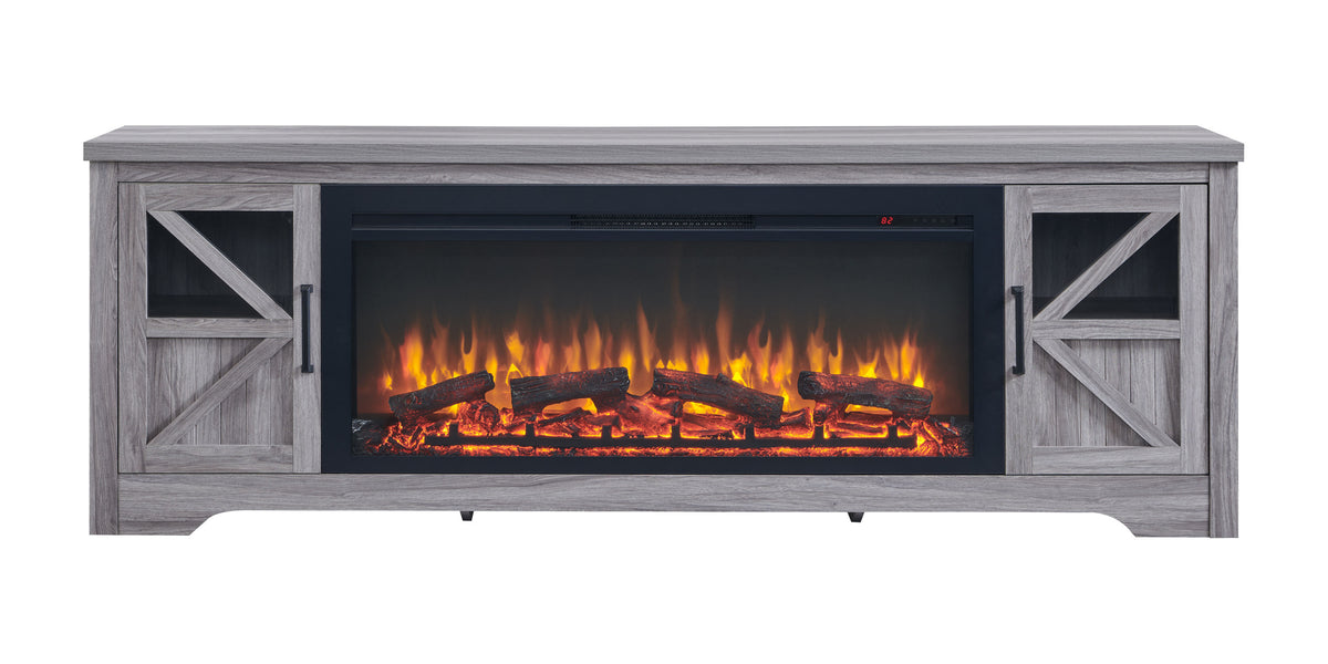 Nøordka Light TV Stand Default 75" Gray Fireplace TV Stand for TVs Up to 80" with 44" Intergrated Electric Fireplace