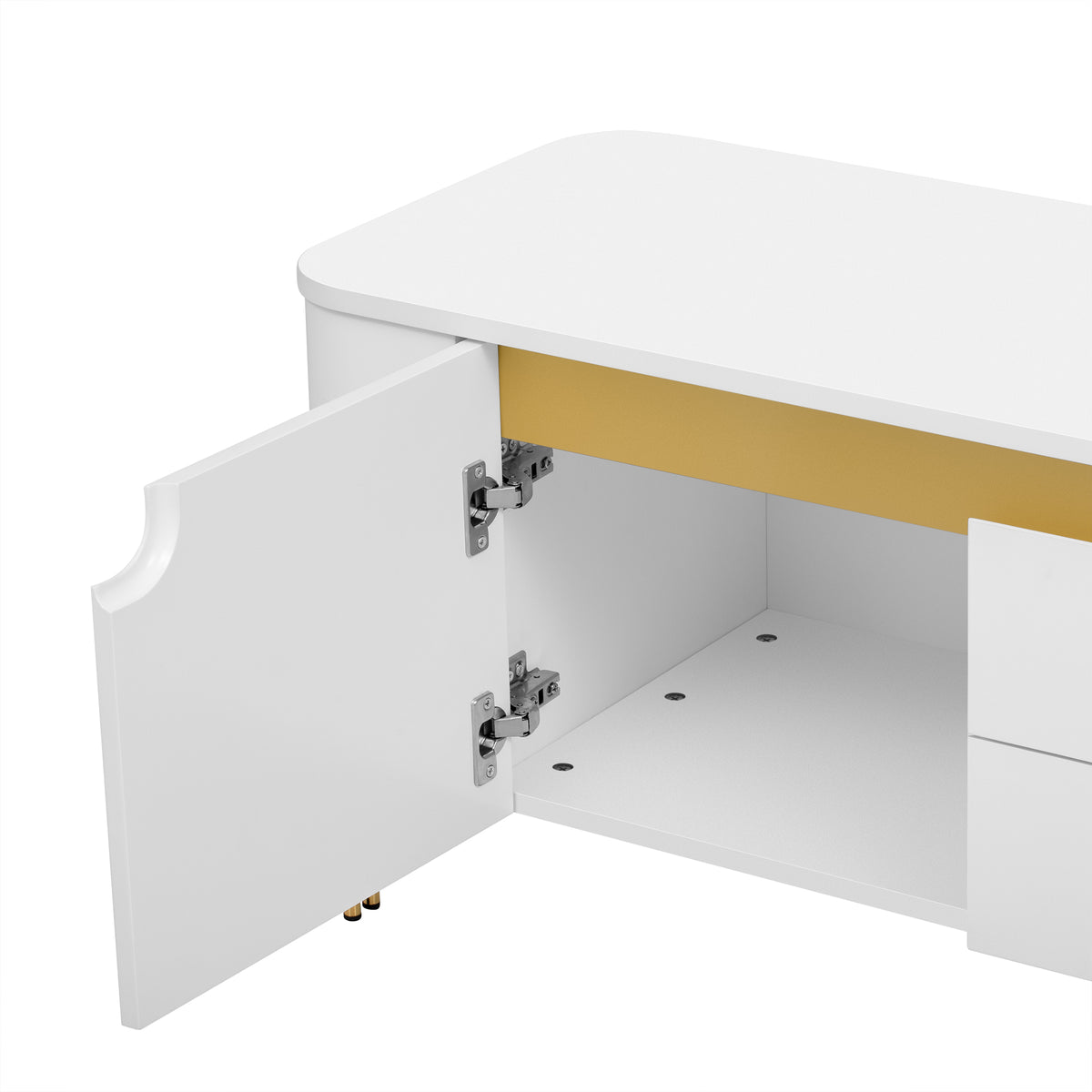 Nøordka Light TV Stand Default 75" TV Stand for TVs Up to 80" in White with Gold Accents