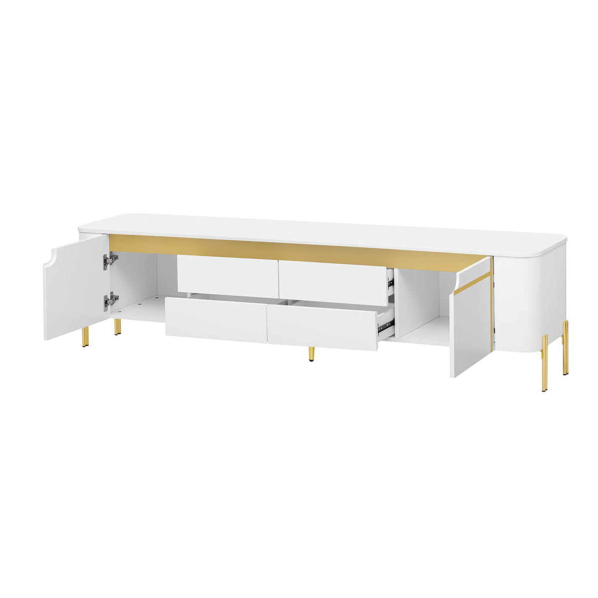 Nøordka Light TV Stand Default 75" TV Stand for TVs Up to 80" in White with Gold Accents