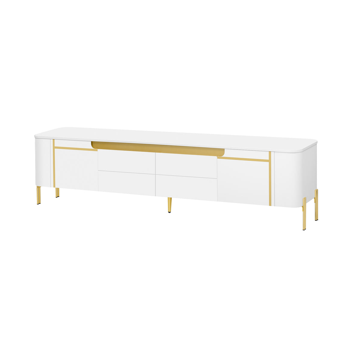 Nøordka Light TV Stand Default 75" TV Stand for TVs Up to 80" in White with Gold Accents