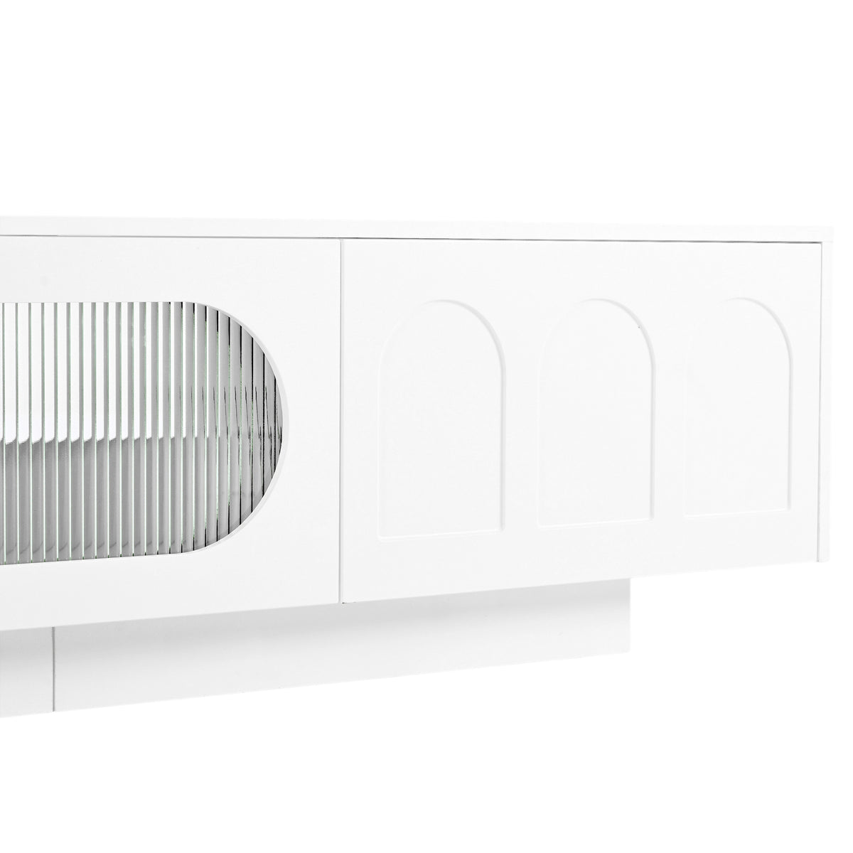 Nøordka Light TV Stand Default 90" White TV Stand with LED & Fluted Glass for TVs Up to 95"