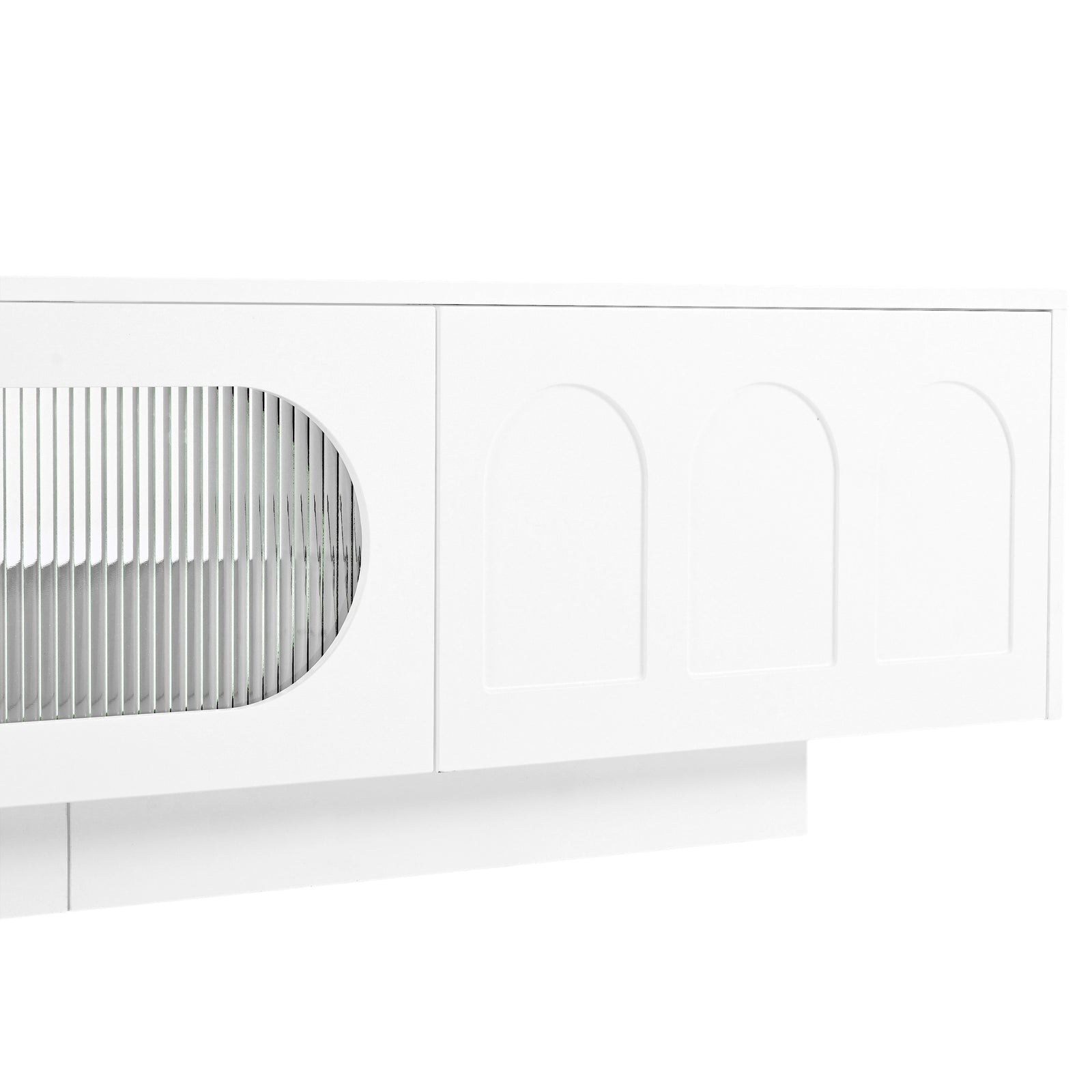 Nøordka Light TV Stand Default 90" White TV Stand with LED & Fluted Glass for TVs Up to 95"