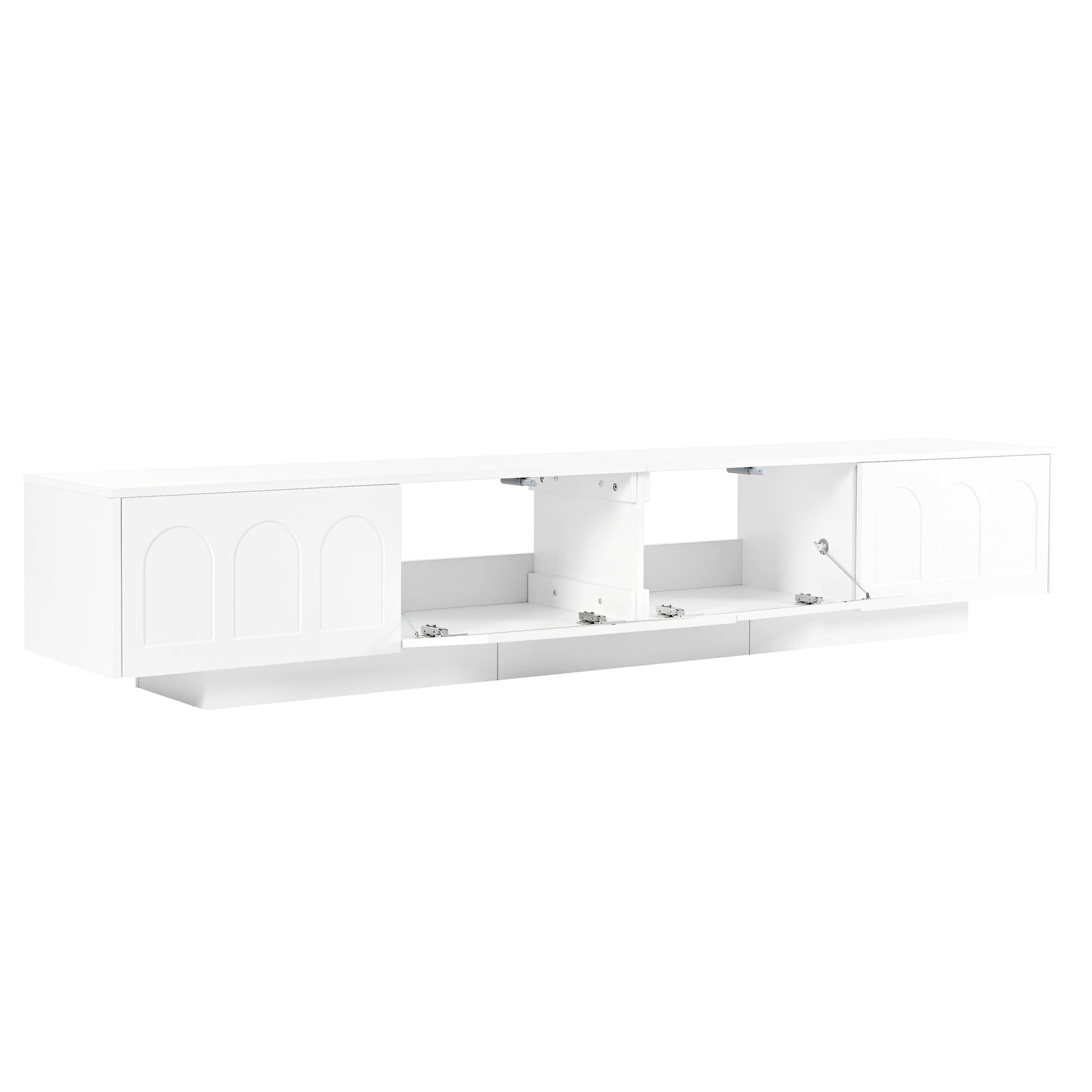 Nøordka Light TV Stand Default 90" White TV Stand with LED & Fluted Glass for TVs Up to 95"
