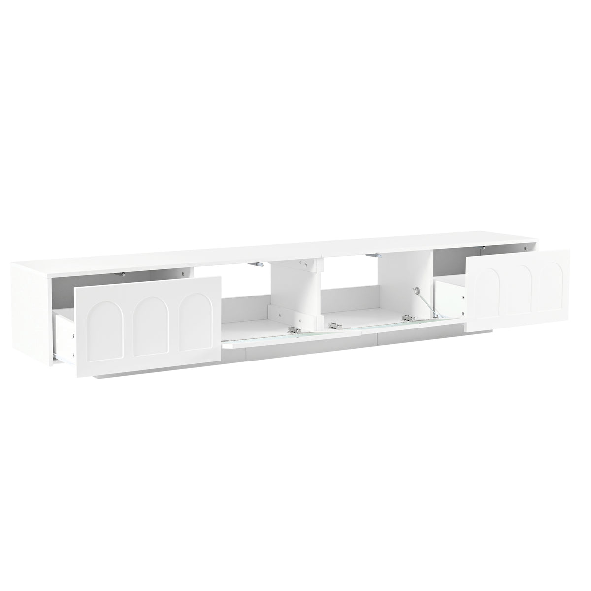 Nøordka Light TV Stand Default 90" White TV Stand with LED & Fluted Glass for TVs Up to 95"