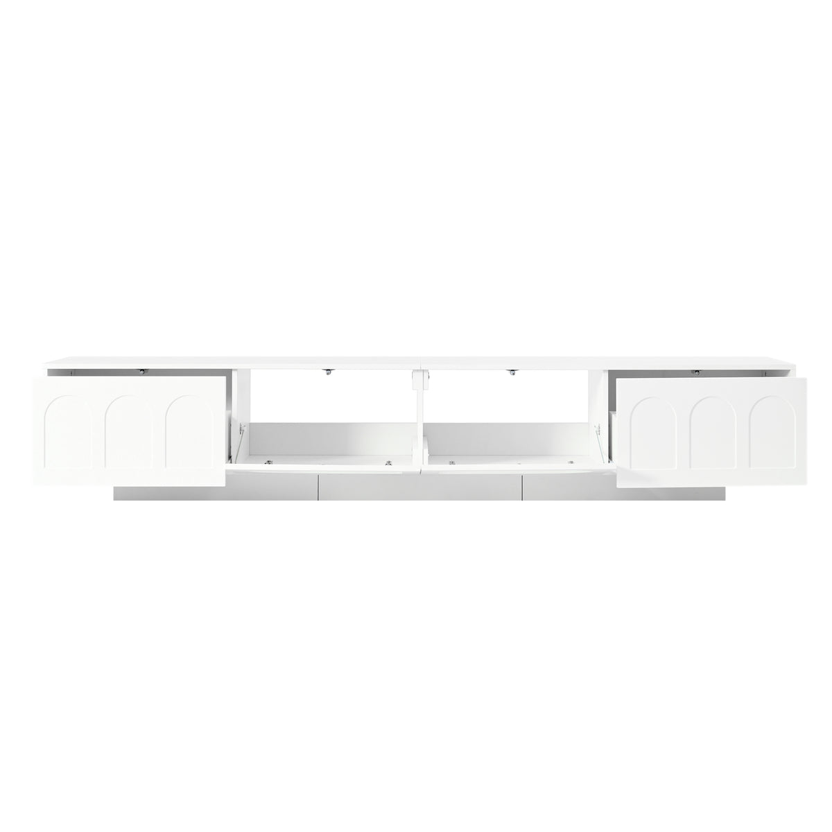 Nøordka Light TV Stand Default 90" White TV Stand with LED & Fluted Glass for TVs Up to 95"