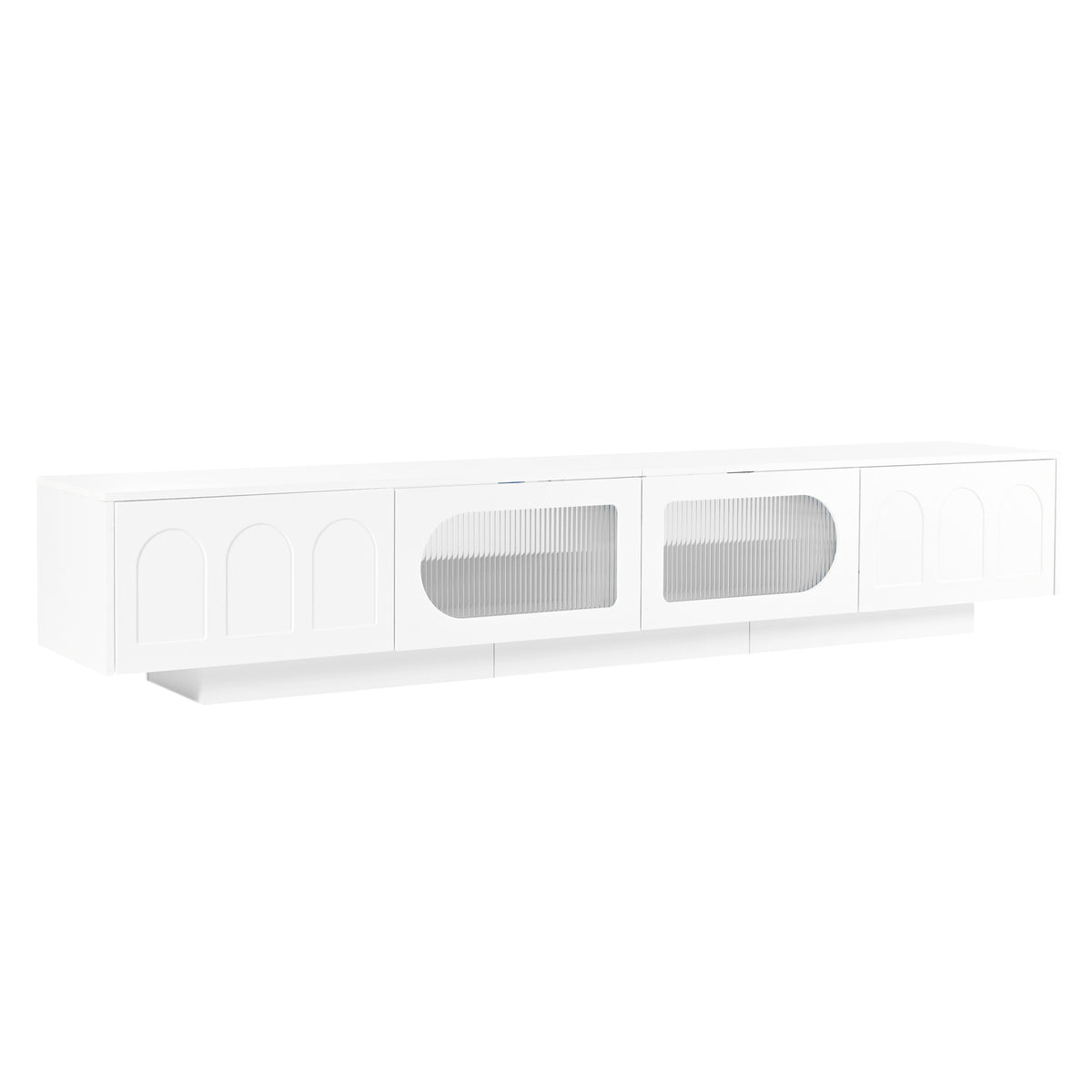 Nøordka Light TV Stand Default 90" White TV Stand with LED & Fluted Glass for TVs Up to 95"