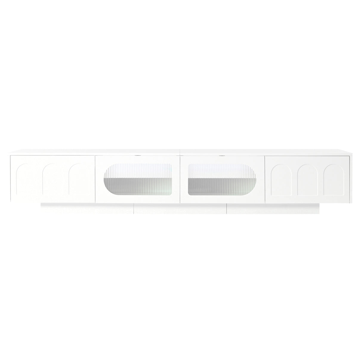 Nøordka Light TV Stand Default 90" White TV Stand with LED & Fluted Glass for TVs Up to 95"