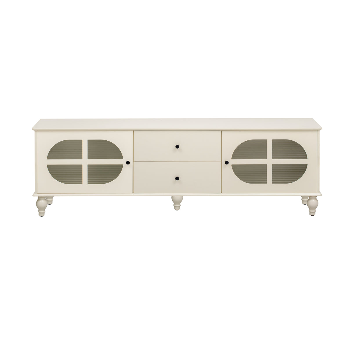 Nøordka Light TV Stand Default Antique White Mid Century Modern TV Stand for TVs Up to 75" with Fluted Glass Doors