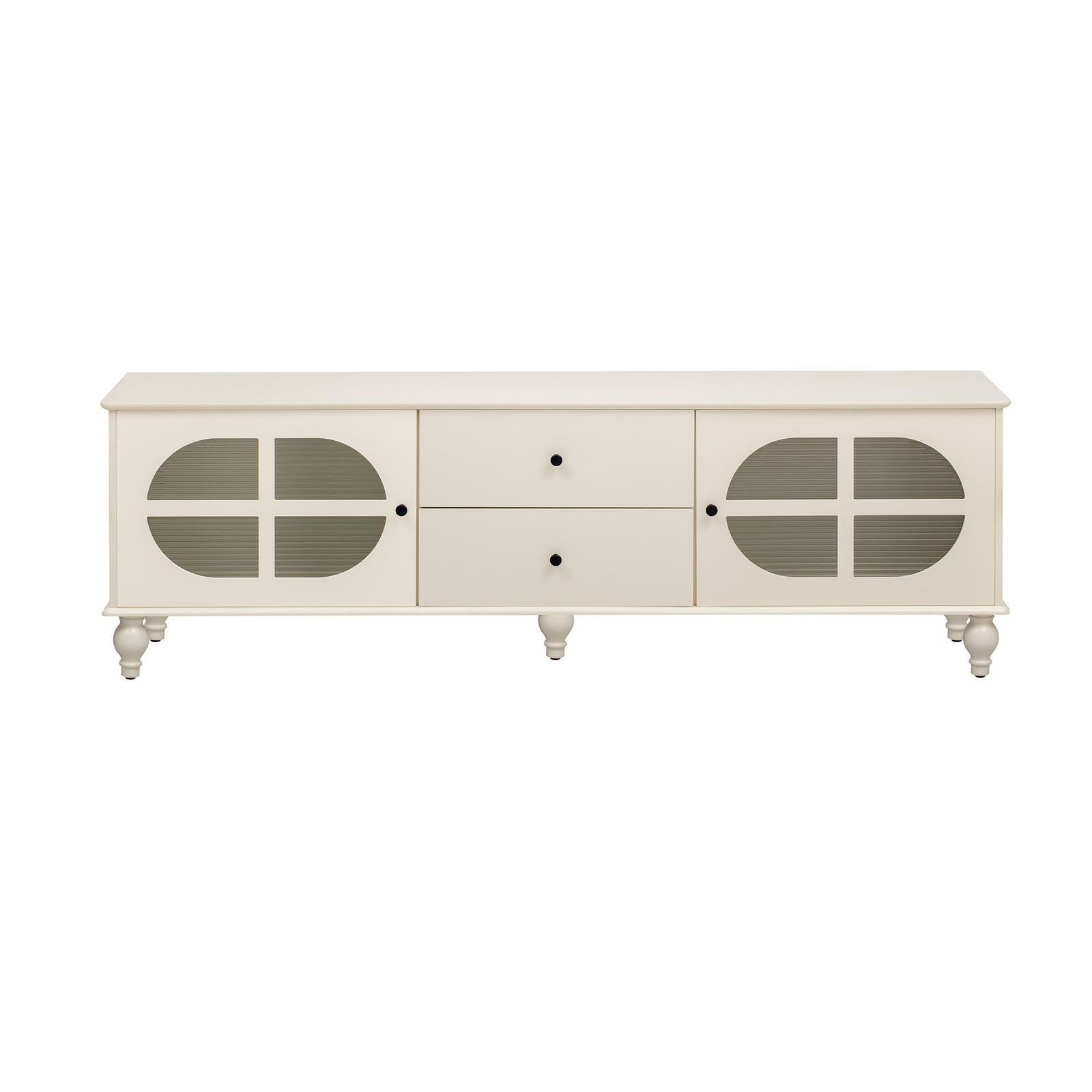 Nøordka Light TV Stand Default Antique White Mid Century Modern TV Stand for TVs Up to 75" with Fluted Glass Doors
