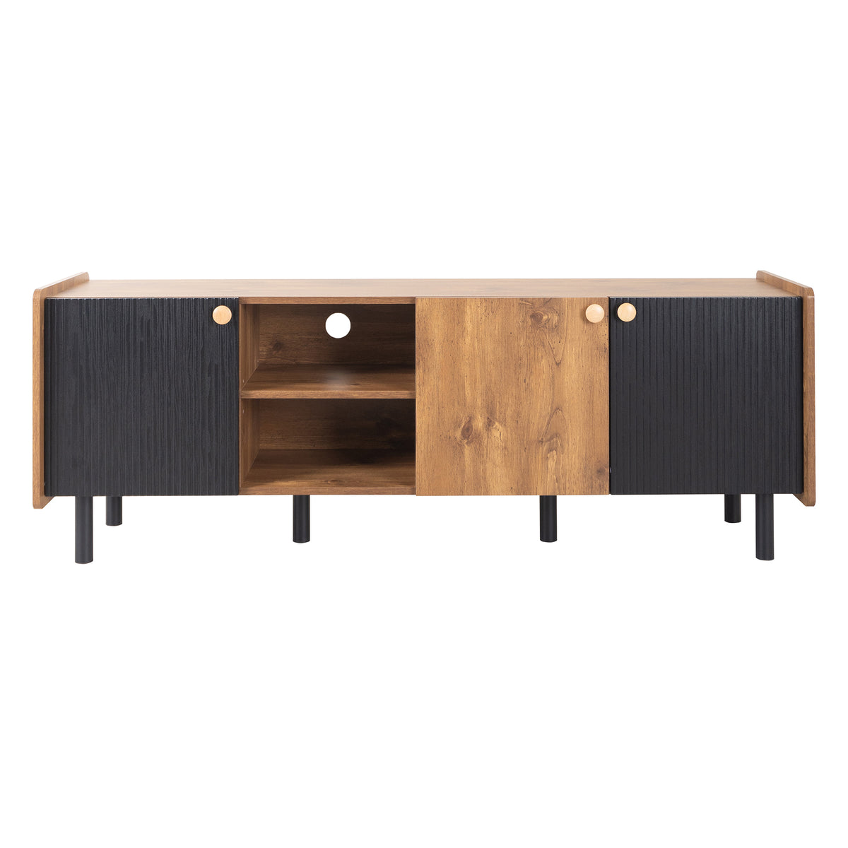 Nøordka Light TV Stand Default Black &amp; Brown Mid Century Modern TV Stand for TVs Up to 70"