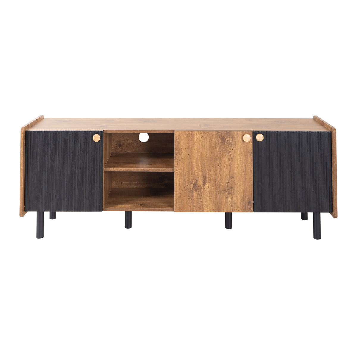 Nøordka Light TV Stand Default Black &amp; Brown Mid Century Modern TV Stand for TVs Up to 70"
