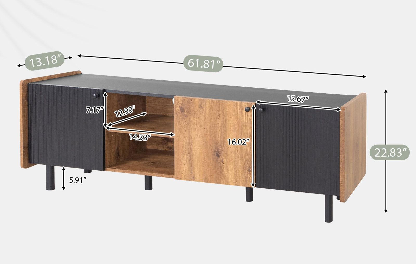 Nøordka Light TV Stand Default Black & Brown Mid Century Modern TV Stand for TVs up to 70 Inch