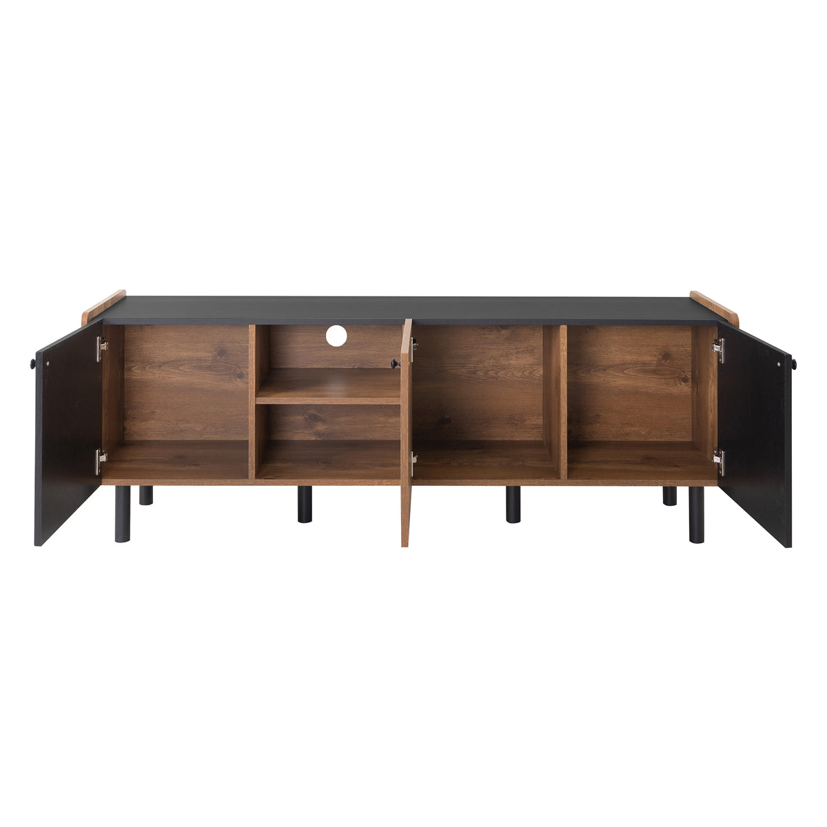 Nøordka Light TV Stand Default Black &amp; Brown Mid Century Modern TV Stand for TVs up to 70 Inch