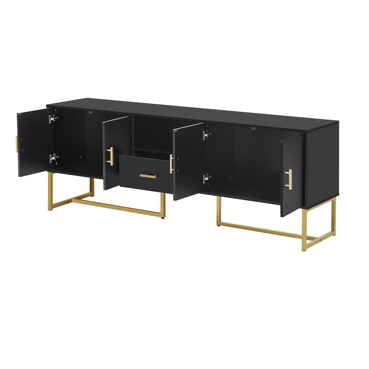 Nøordka Light TV Stand Default Black Mid Century Modern TV Stand &amp; Entertainment Center for TVs Up to 70" with Gold Accents