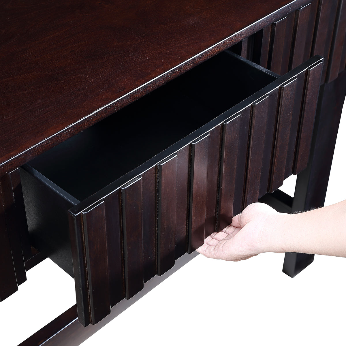 Nøordka Light TV Stand Default Mid Century Modern 52" Espresso Sofa Table with Storage Drawers