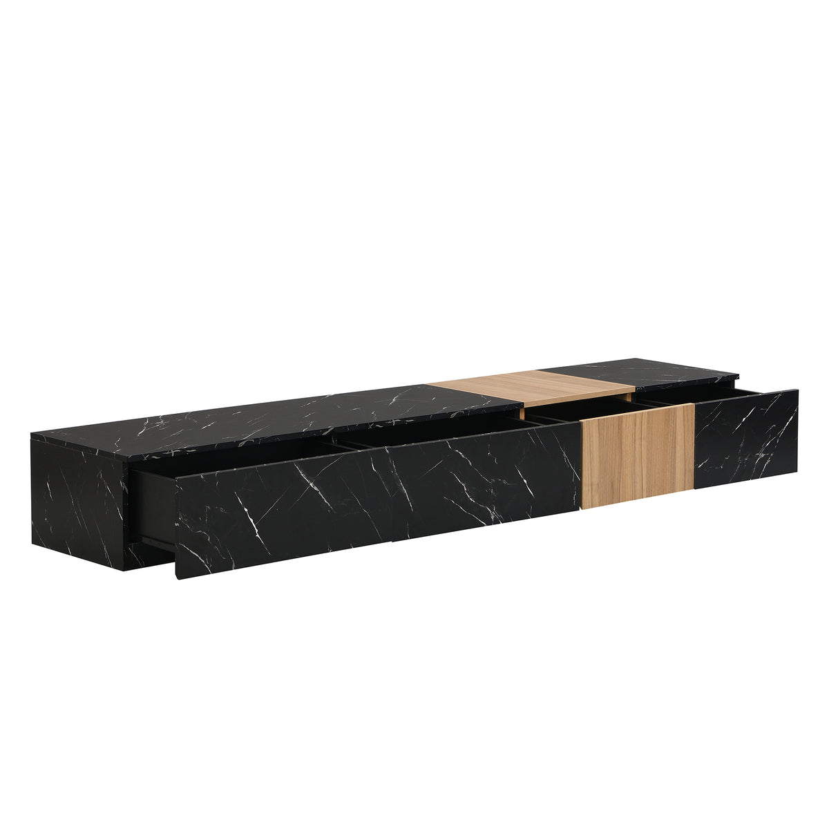 Nøordka Light TV Stand Default Walnut Wood Grain TV Stand with Coffee Table Set for TVs up to 88"