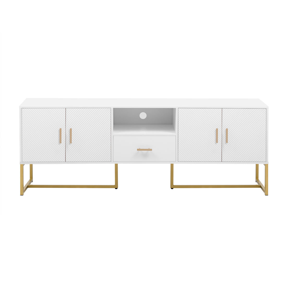 Nøordka Light TV Stand Default White Mid Century Modern TV Stand for TVs Up to 70" with Metal Base