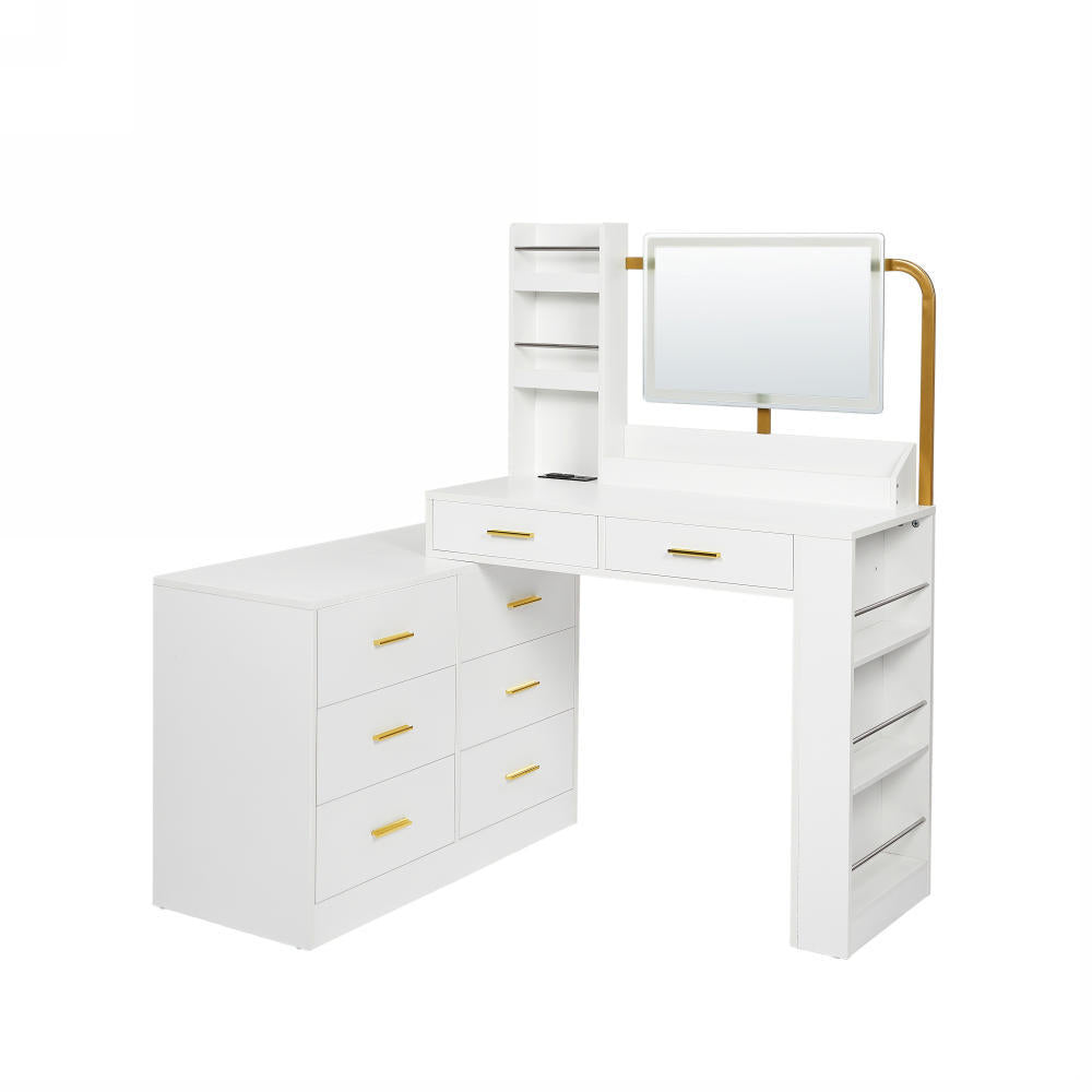Nøordka Light Vanity Default 36" White Mid Century Modern 8-Drawer Dresser