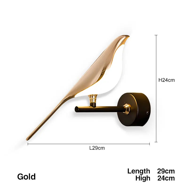 Nøordka Light Wall Light Fixtures 1T Gold / Standard Switch / Neutral Light Magpie Bird Wall Lights Touch Switch Silver 360° Rotatable Sconce